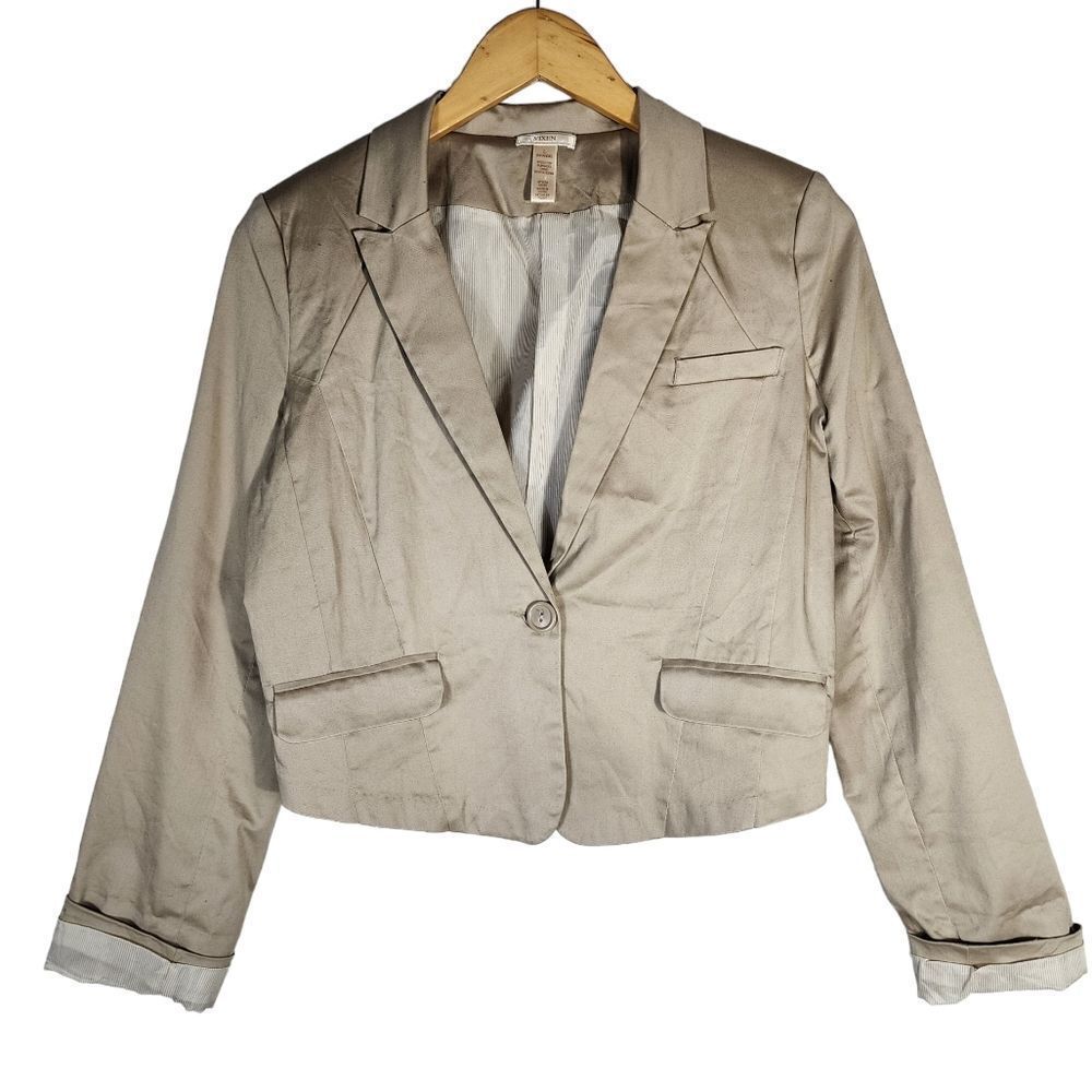 VIXEN Tan Deep V Neck Blazer  Jacket